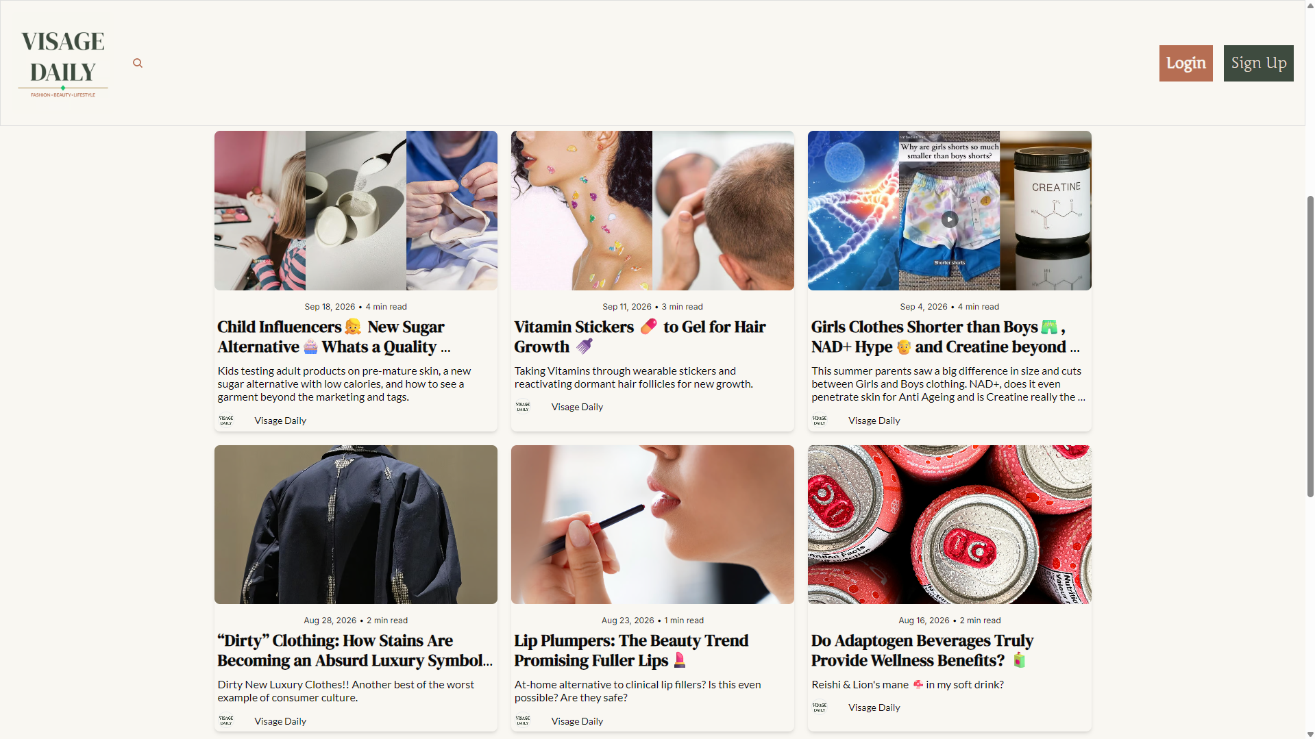 Sneak Peek of Visage Daily Website
